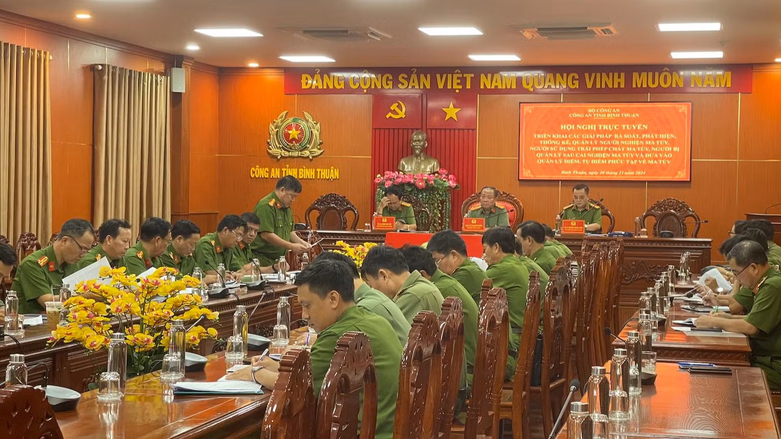Công an tỉnh Bình Thuận tổ chức hội nghị sau một tháng thực hiện kế hoạch cao điểm tổng rà soát, phát hiện, thống kê, quản lý người nghiện ma túy, người sử dụng trái phép chất ma túy.