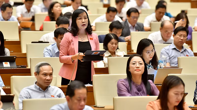 Đại biểu Quốc hội Trần Thị Thu Đông (Đoàn Bạc Liêu) phát biểu ý kiến thảo luận tại hội trường. (Ảnh ĐĂNG KHOA) Đại biểu Quốc hội Trần Thị Thu Đông (Đoàn Bạc Liêu) phát biểu ý kiến thảo luận tại hội trường. (Ảnh ĐĂNG KHOA)