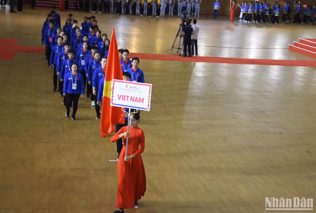 Đoàn thể thao học sinh Việt Nam để lại nhiều dấu ấn tốt đẹp và thành tích tuyệt vời tại Đại hội. (Ảnh: ANH ĐÀO)
