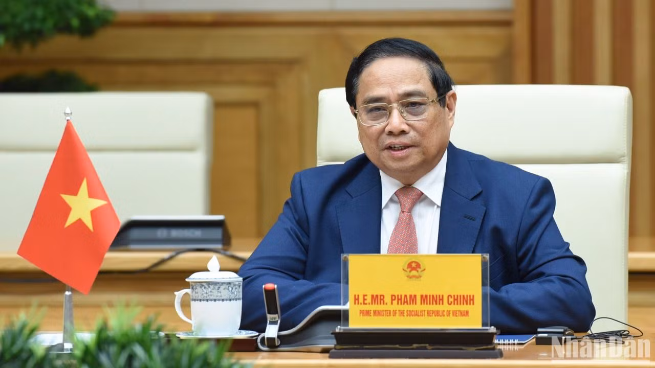 Thủ tướng Phạm Minh Chính phát biểu ý kiến tại buổi tiếp. (Ảnh: Trần Hải)
