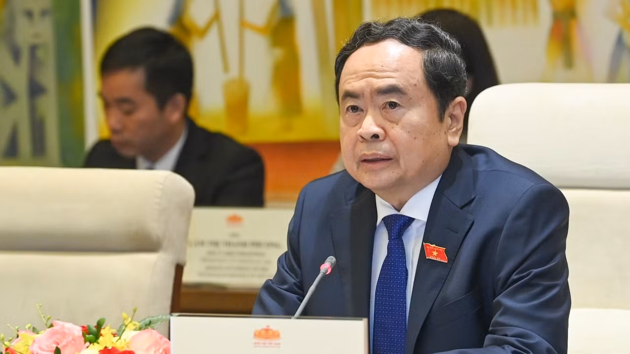 Chủ tịch Quốc hội Trần Thanh Mẫn phát biểu tại buổi tiếp.