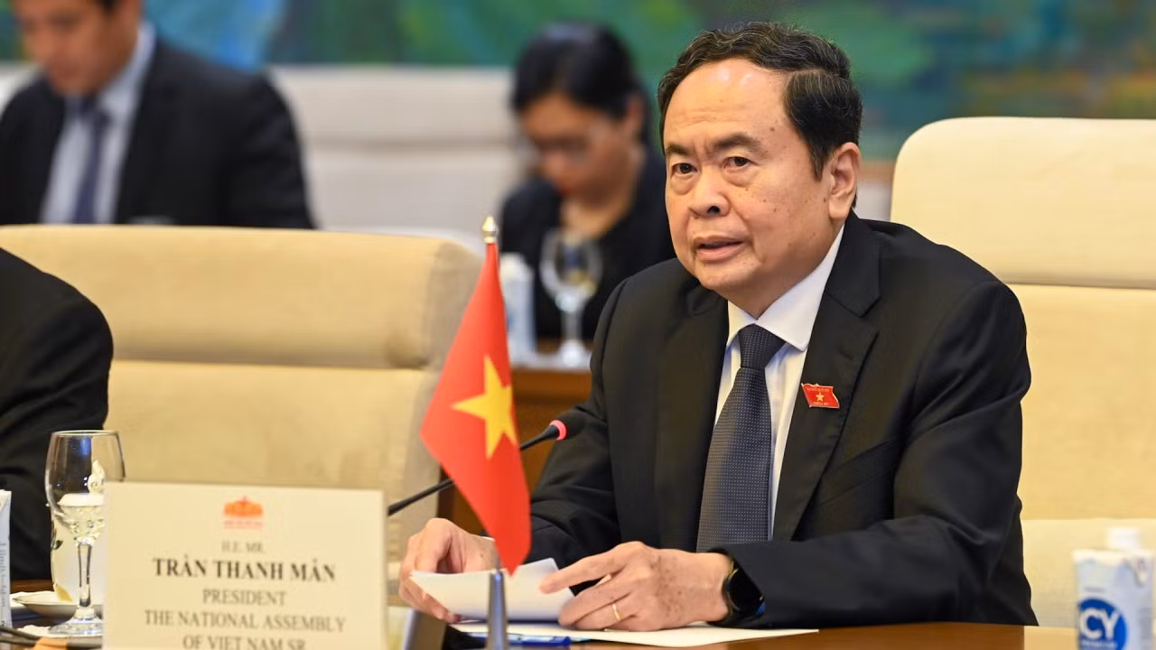 Chủ tịch Quốc hội Trần Thanh Mẫn phát biểu tại cuộc tiếp. (Ảnh: DUY LINH) Chủ tịch Quốc hội Trần Thanh Mẫn phát biểu tại cuộc tiếp. (Ảnh: DUY LINH)