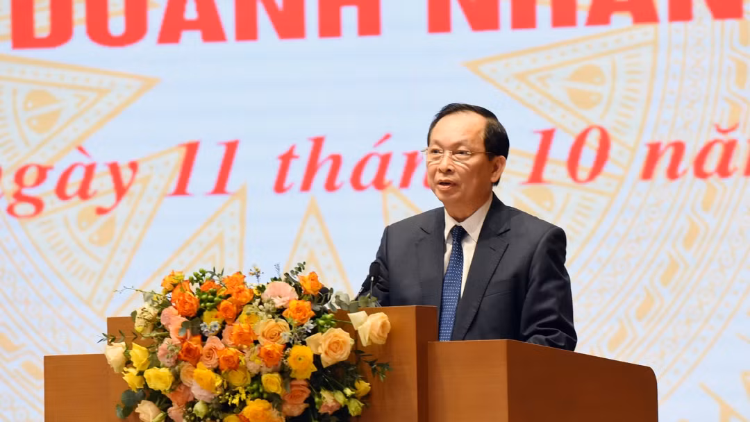 Phó Thống đốc Ngân hàng Nhà nước Đào Minh Tú phát biểu.