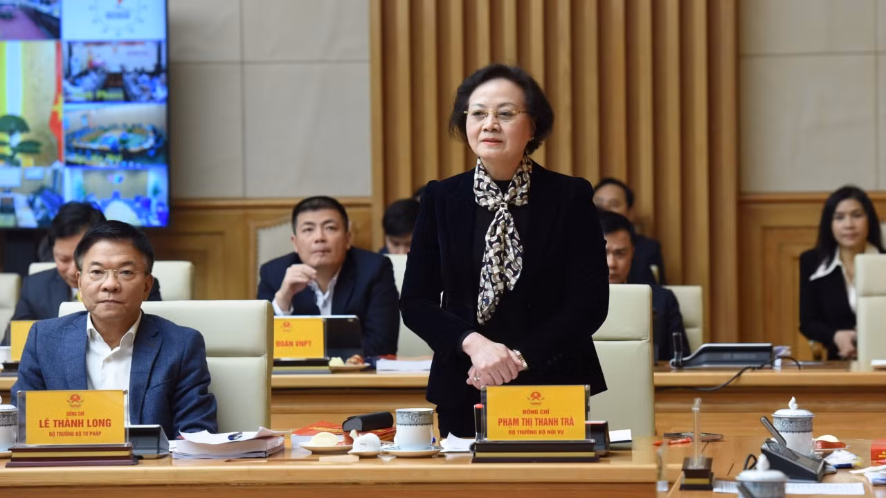 Bộ trưởng Nội vụ Phạm Thị Thanh Trà phát biểu.