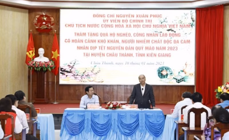 Chủ tịch nước Nguyễn Xuân Phúc phát biểu. (Ảnh: Thống Nhất/TTXVN)