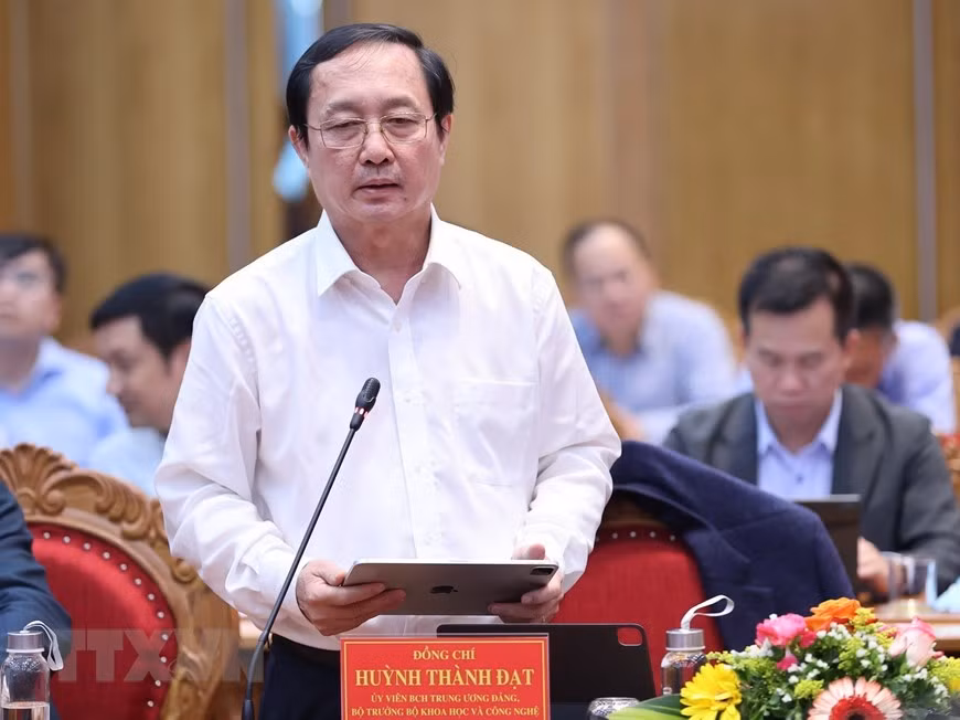 Bộ trưởng Khoa học và Công nghệ Huỳnh Thành Đạt phát biểu. (Ảnh: Dương Giang/TTXVN)