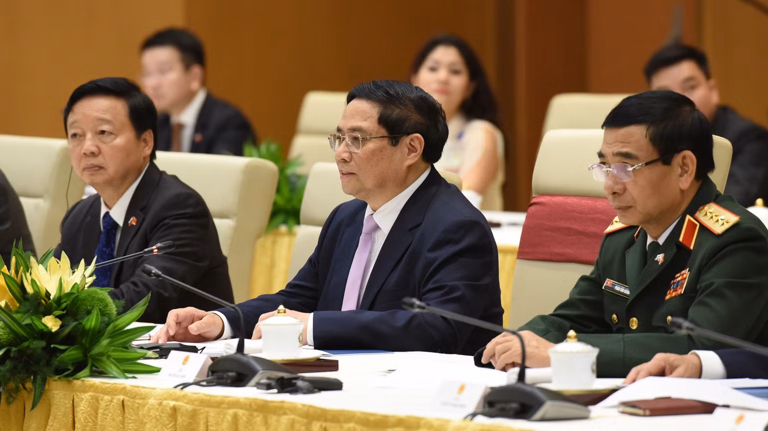 Thủ tướng Phạm Minh Chính phát biểu tại cuộc hội kiến. (Ảnh: Trần Hải)