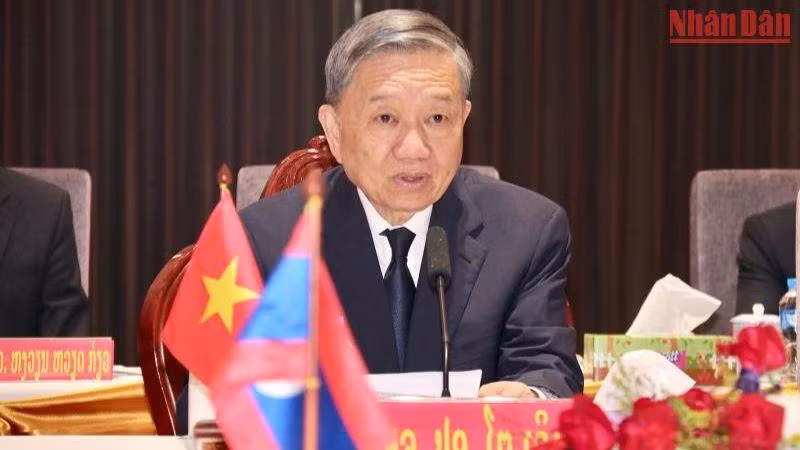 Bộ trưởng Công an Tô Lâm phát biểu ý kiến tại Hội đàm. (Ảnh: Trịnh Quốc Dũng)