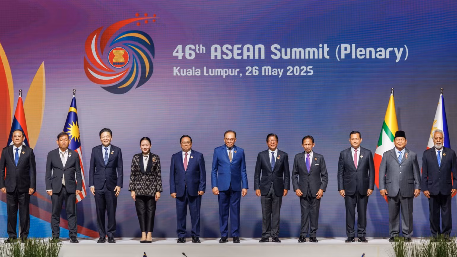 Thủ tướng Phạm Minh Chính và các nhà lãnh đạo ASEAN tại Phiên toàn thể. (Ảnh: Ban Tổ chức ASEAN 46)