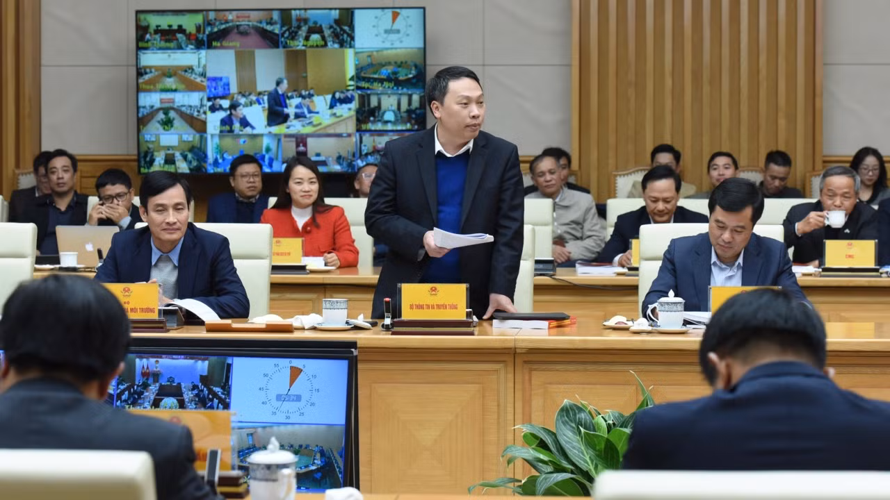 Đại diện lãnh đạo Bộ Thông tin và Truyền thông phát biểu.