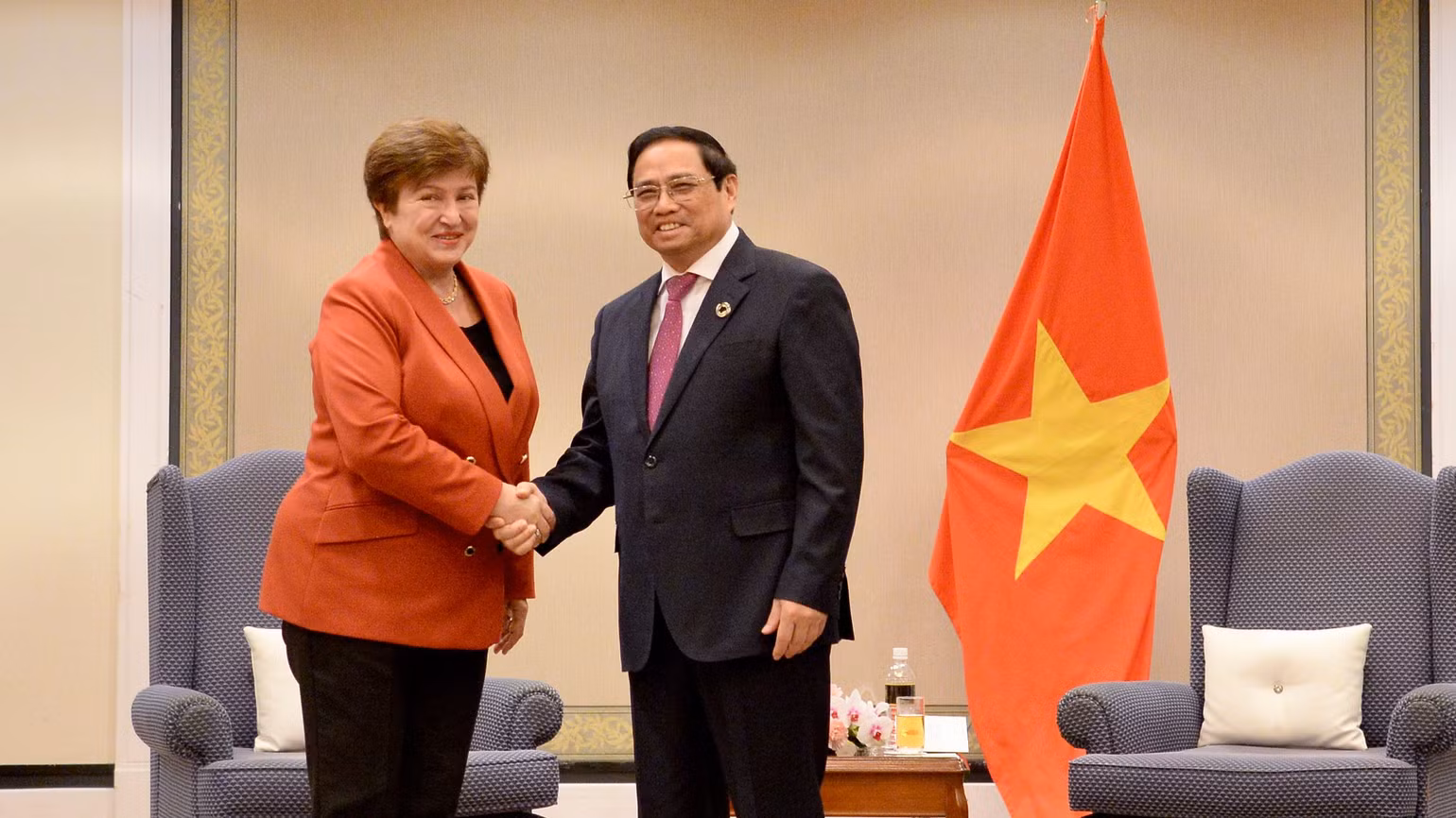 Thủ tướng Phạm Minh Chính gặp Tổng Giám đốc Quỹ tiền tệ Quốc tế (IMF) Kristalina Georgieva. (Ảnh: Thanh Giang) Thủ tướng Phạm Minh Chính gặp Tổng Giám đốc Quỹ tiền tệ Quốc tế (IMF) Kristalina Georgieva. (Ảnh: Thanh Giang)