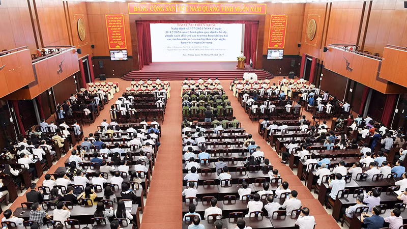 Điểm cầu chính của hội nghị triển khai các văn bản Trung ương.