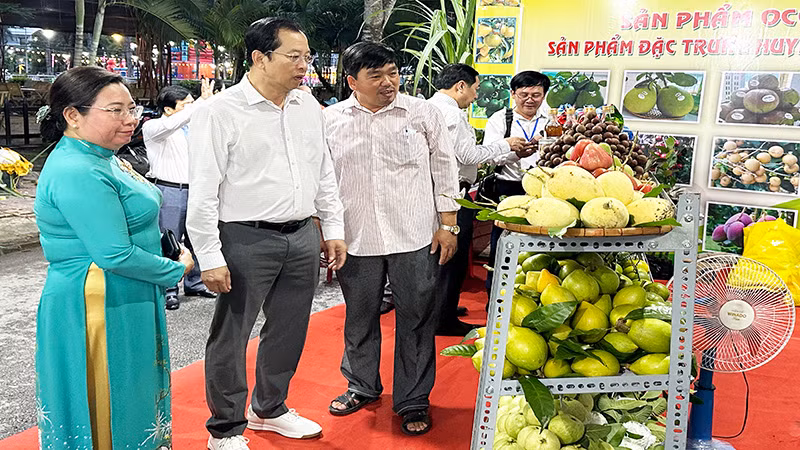 Nhiều cây trái đặc sản được giới thiệu, trưng bày tại hội chợ. Nhiều cây trái đặc sản được giới thiệu, trưng bày tại hội chợ.