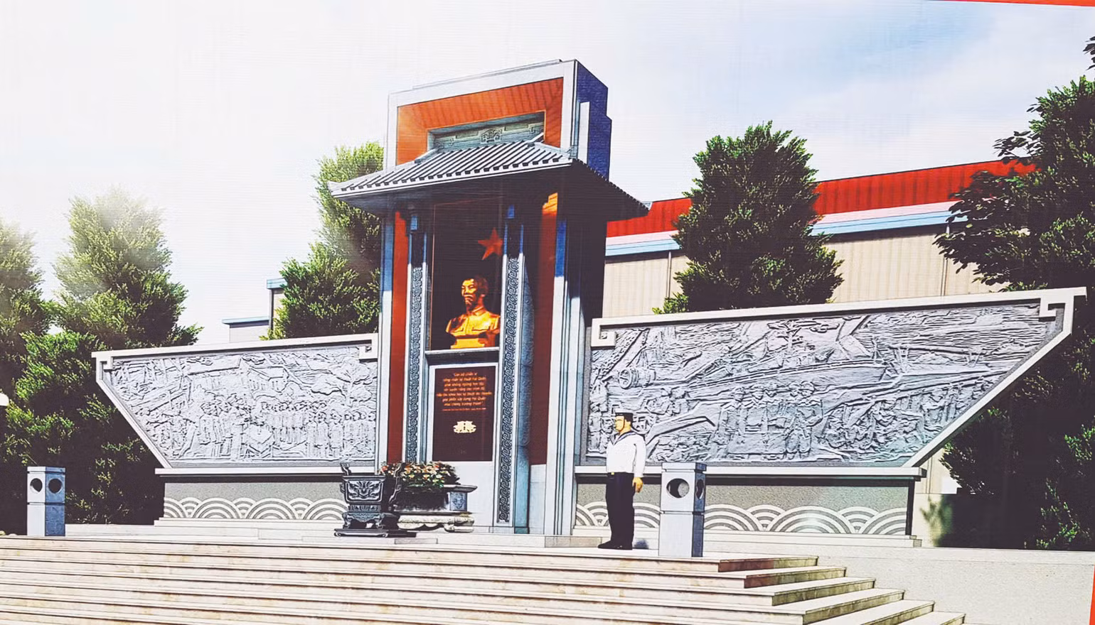Phối cảnh công trình Bia di tích “Bác Hồ về thăm Xưởng 46” Phối cảnh công trình Bia di tích “Bác Hồ về thăm Xưởng 46”