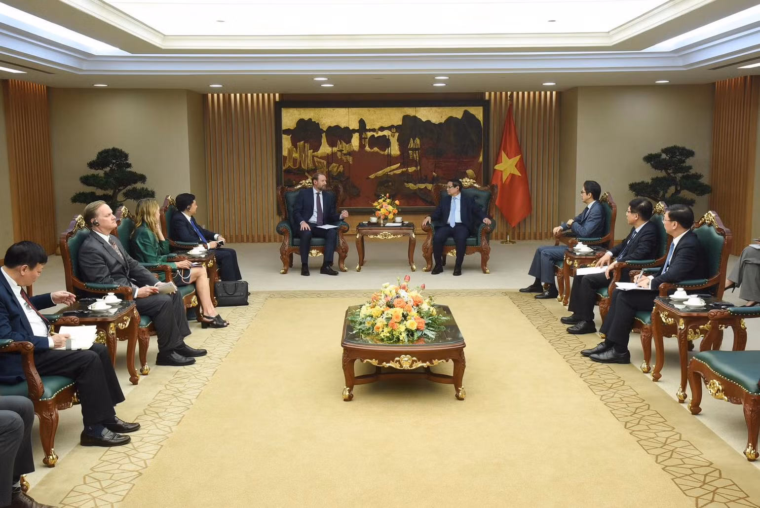 Quang cảnh buổi tiếp. (Ảnh: TRẦN HẢI)