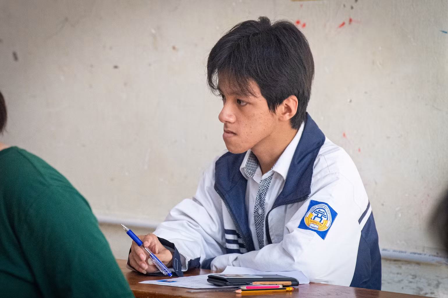 Nguyễn Hữu Chính trong phòng thi. (Ảnh: Thành Đạt) Nguyễn Hữu Chính trong phòng thi. (Ảnh: Thành Đạt)