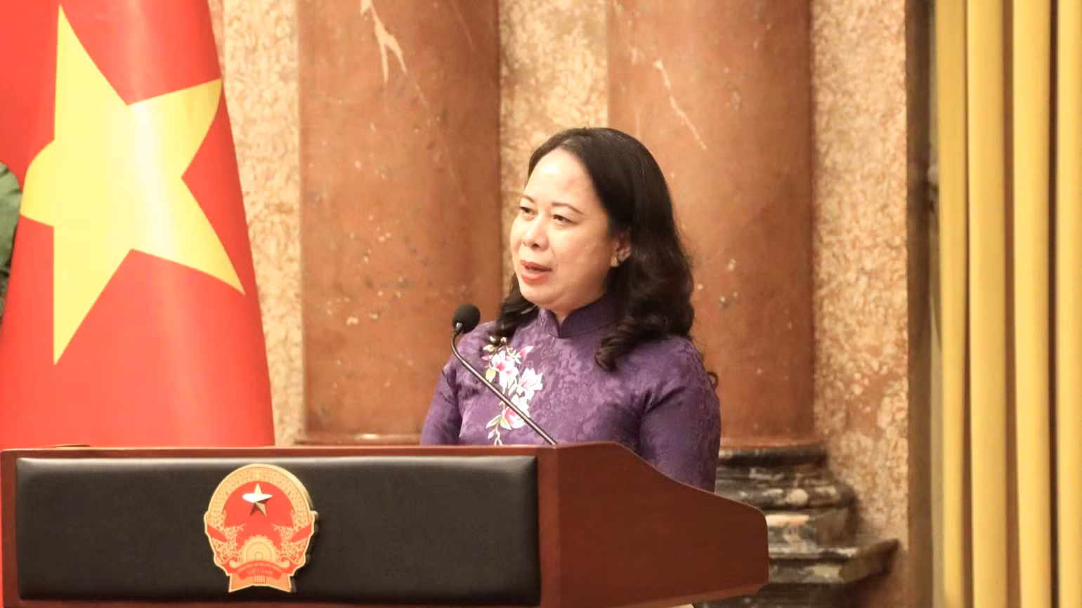 Phó Chủ tịch nước Võ Thị Ánh Xuân phát biểu tại buổi gặp mặt. Phó Chủ tịch nước Võ Thị Ánh Xuân phát biểu tại buổi gặp mặt.