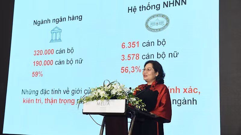 Thống đốc Ngân hàng Nhà nước Nguyễn Thị Hồng phát biểu.