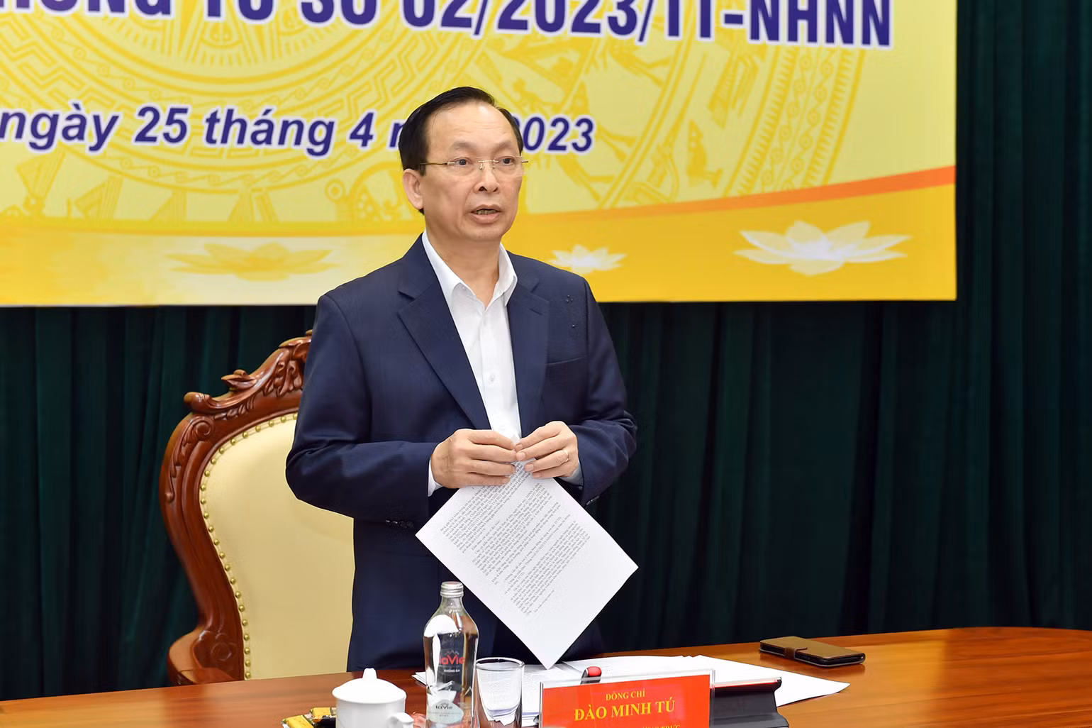 Phó Thống đốc Đào Minh Tú phát biểu tại hội nghị.