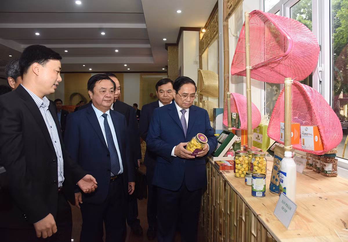 Thủ tướng Phạm Minh Chính tham quan một số gian hàng giới thiệu sản phẩm OCOP của ngành Nông nghiệp trước khi dự hội nghị. Thủ tướng Phạm Minh Chính tham quan một số gian hàng giới thiệu sản phẩm OCOP của ngành Nông nghiệp trước khi dự hội nghị.