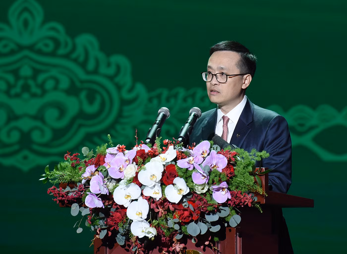 Chủ tịch Vietcombank Phạm Quang Dũng phát biểu.