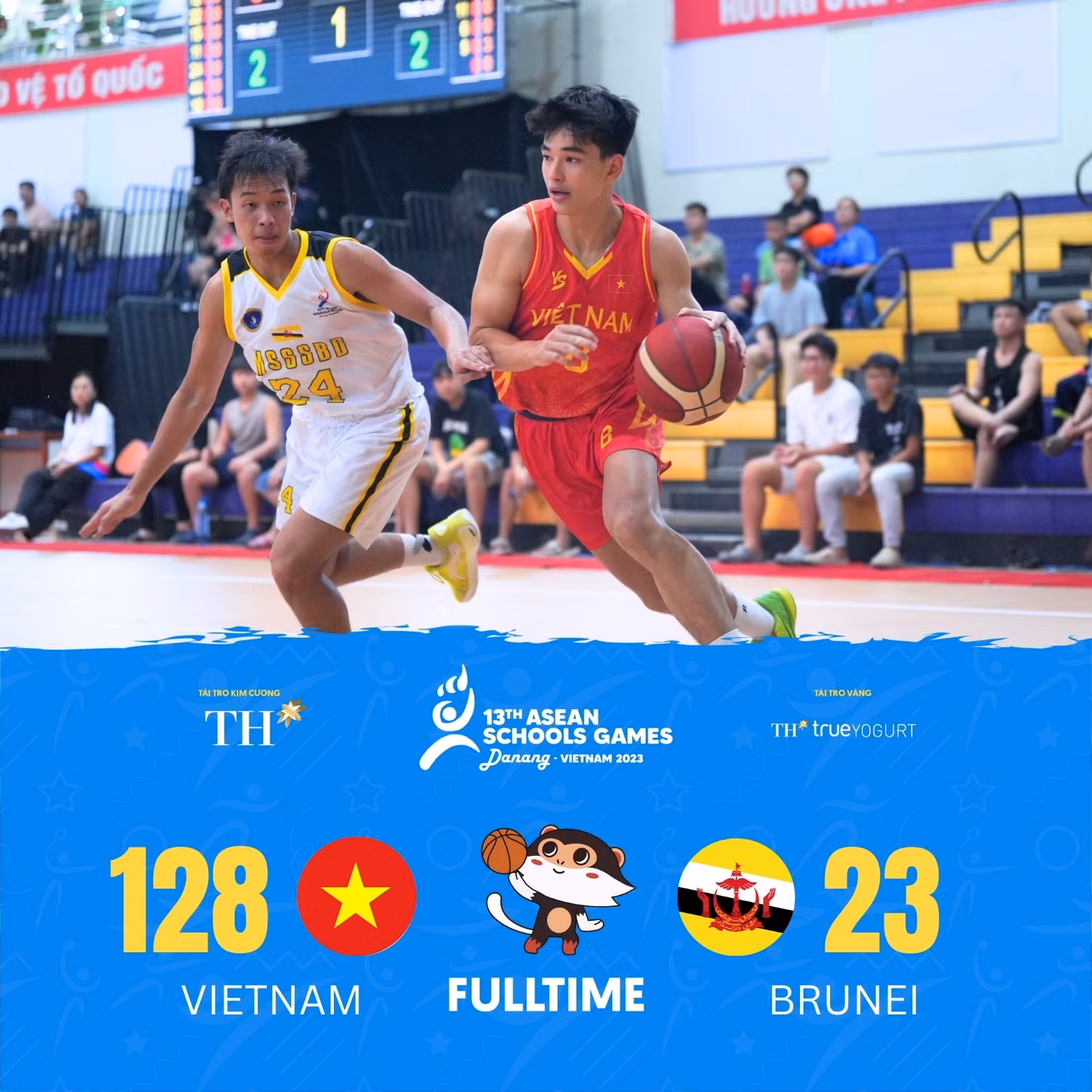 Đội tuyển bóng rổ nam Việt Nam giành chiến thắng áp đảo trước các cầu thủ Brunei. Đội tuyển bóng rổ nam Việt Nam giành chiến thắng áp đảo trước các cầu thủ Brunei.