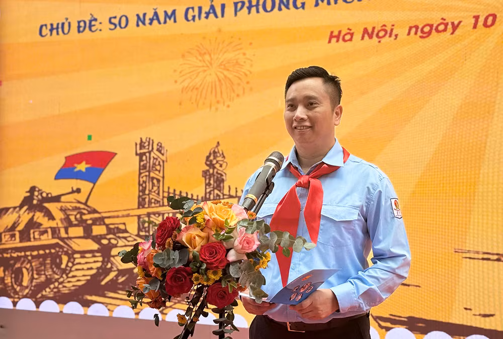 Đồng chí Lê Anh Quân phát biểu ý kiến tại buổi lễ.