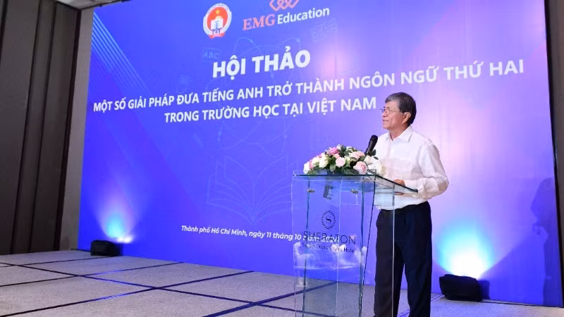 Ông Nguyễn Văn Hiếu, Giám đốc Sở Giáo dục và Đào tạo Thành phố Hồ Chí Minh phát biểu tại Hội thảo.