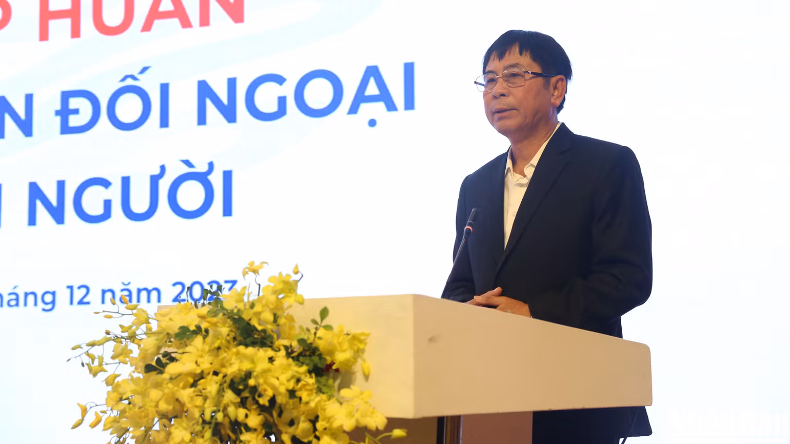 Thiếu tướng Nguyễn Văn Kỷ cập nhật tình hình và kết quả nổi bật của Việt Nam trong bảo đảm và phát huy quyền con người. (Ảnh: Hải Đăng)
