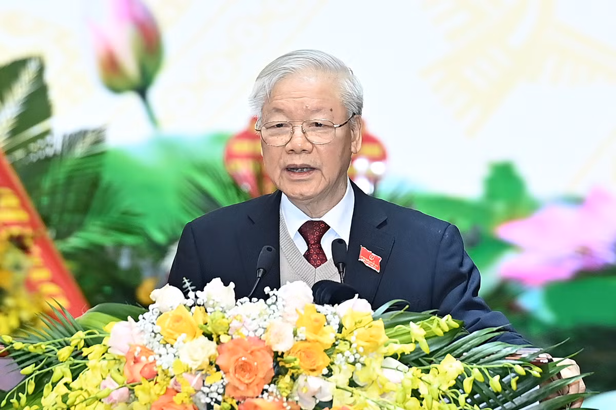 Tổng Bí thư Nguyễn Phú Trọng phát biểu chỉ đạo đại hội. (Ảnh: ĐĂNG KHOA)
