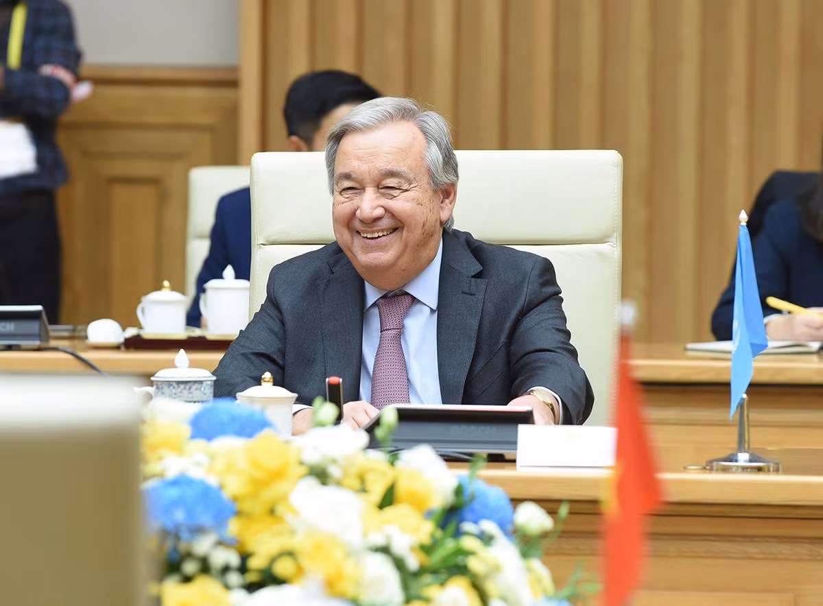Tổng Thư ký Liên hợp quốc Antonio Guterres phát biểu tại buổi hội kiến.
