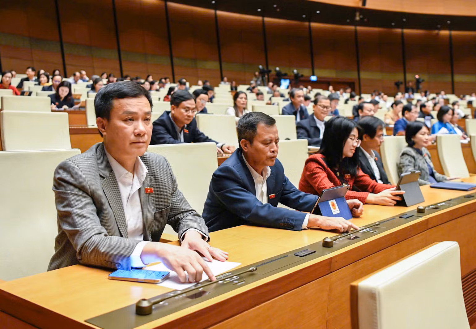 Các đại biểu tiến hành biểu quyết. Các đại biểu tiến hành biểu quyết.
