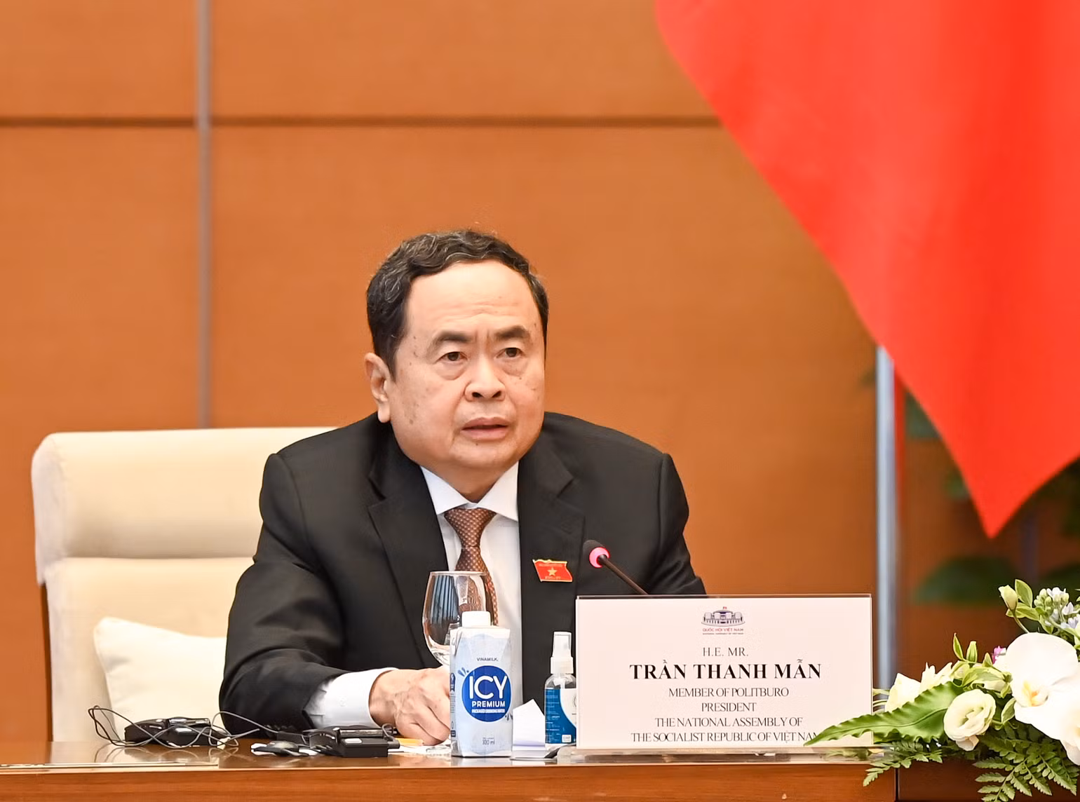 Chủ tịch Quốc hội Trần Thanh Mẫn phát biểu tại cuộc tiếp.