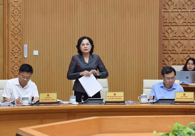 Thống đốc Ngân hàng Nhà nước Việt Nam phát biểu tại phiên họp.