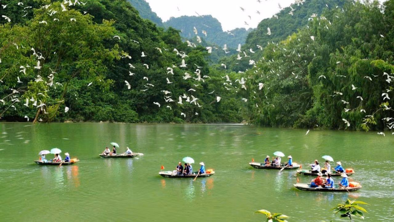 Đến với khu du lịch sinh thái Thung Nham du khách không chỉ được tận hưởng thiên nhiên trong lành, nguyên sơ của núi rừng trùng điệp, những thung lũng hoa bạt ngàn mà còn được chiêm ngưỡng hàng trăm lá cờ Tổ quốc được trang trí dọc các cung đường, mang đến niềm tự hào dân tộc. (Ảnh: Sở Du lịch Ninh Bình) Đến với khu du lịch sinh thái Thung Nham du khách không chỉ được tận hưởng thiên nhiên trong lành, nguyên sơ của núi rừng trùng điệp, những thung lũng hoa bạt ngàn mà còn được chiêm ngưỡng hàng trăm lá cờ Tổ quốc được trang trí dọc các cung đường, mang đến niềm tự hào dân tộc. (Ảnh: Sở Du lịch Ninh Bình)
