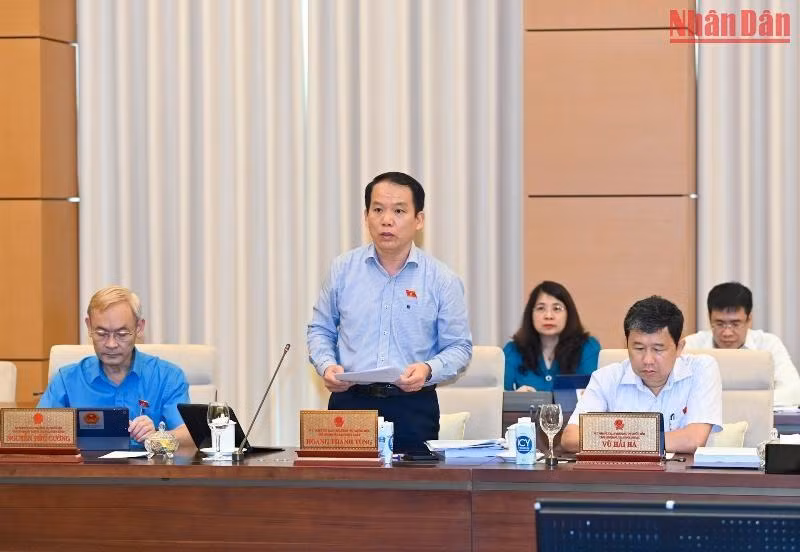 Chủ nhiệm Ủy ban Pháp luật Hoàng Thanh Tùng trình bày báo cáo thẩm tra. (Ảnh: Duy Linh)