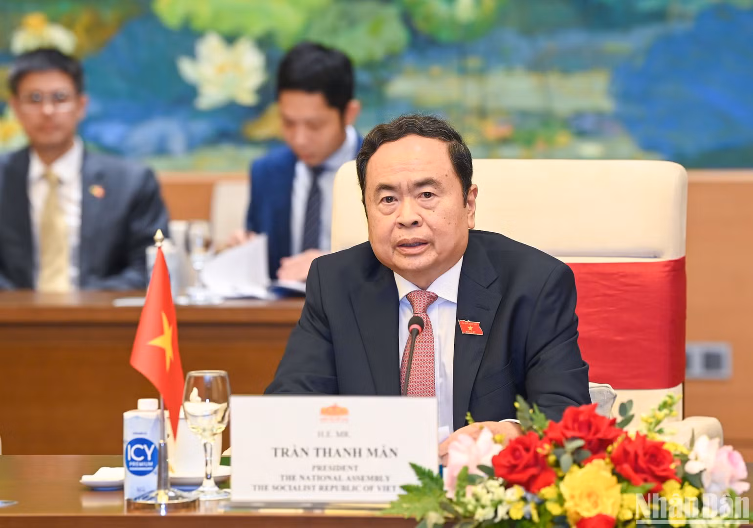 Chủ tịch Quốc hội Trần Thanh Mẫn phát biểu tại buổi hội kiến.