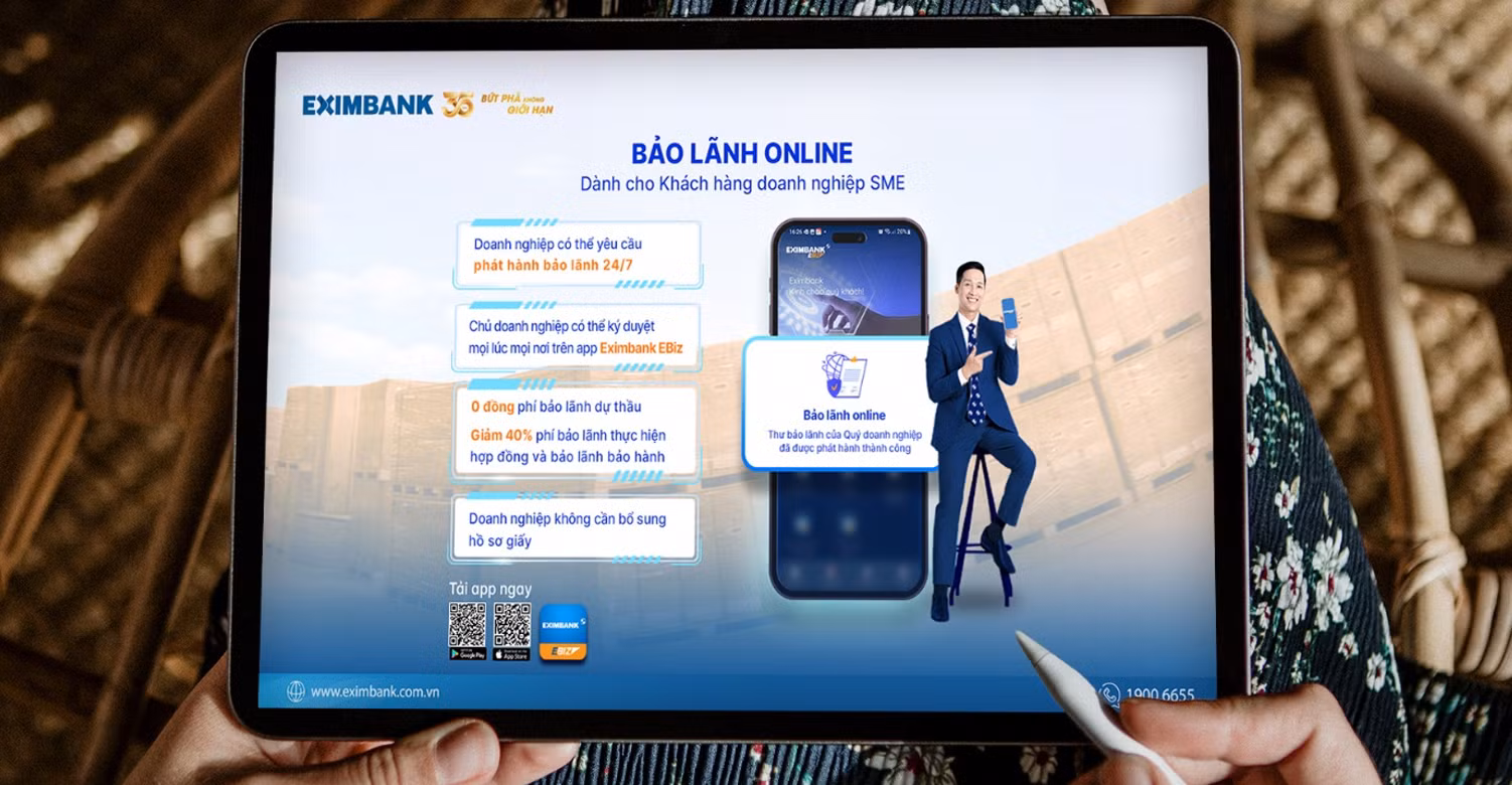 Chương trình bảo lãnh doanh nghiệp online của Eximbank. Chương trình bảo lãnh doanh nghiệp online của Eximbank.
