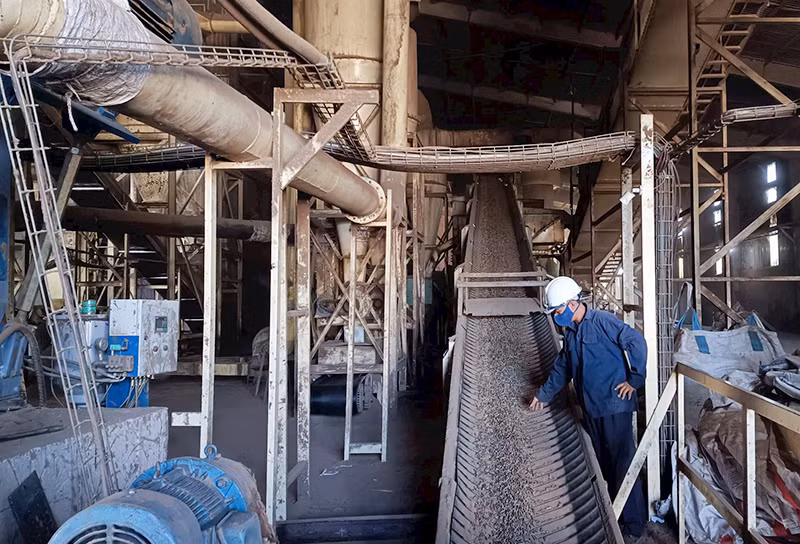Sản xuất viên gỗ nén tại Công ty cổ phần Tân Phú Sơn (Cụm công nghiệp thị trấn Bình Dương, huyện Phù Mỹ).