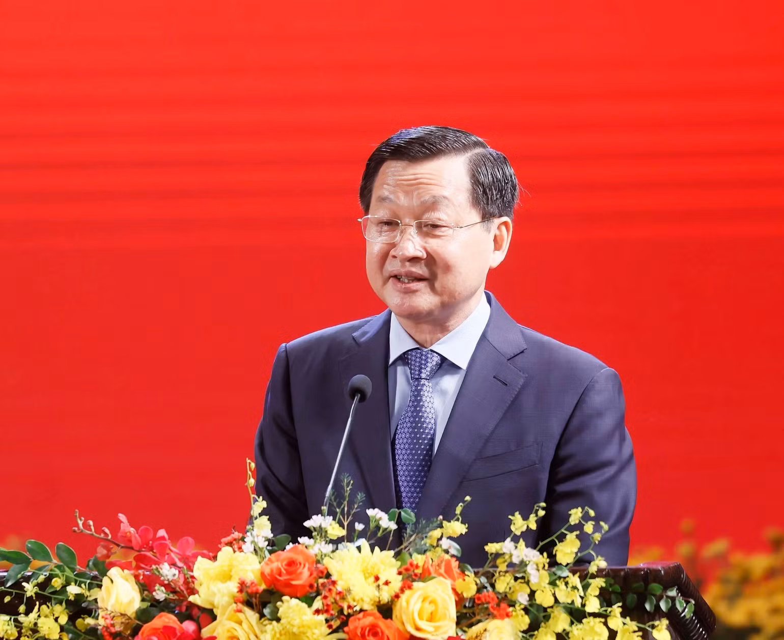 Bí thư Trung ương Đảng, Phó Thủ tướng Chính phủ Lê Minh Khái đọc diễn văn tại lễ kỷ niệm. Ảnh: Thống Nhất/TTXVN Bí thư Trung ương Đảng, Phó Thủ tướng Chính phủ Lê Minh Khái đọc diễn văn tại lễ kỷ niệm. Ảnh: Thống Nhất/TTXVN