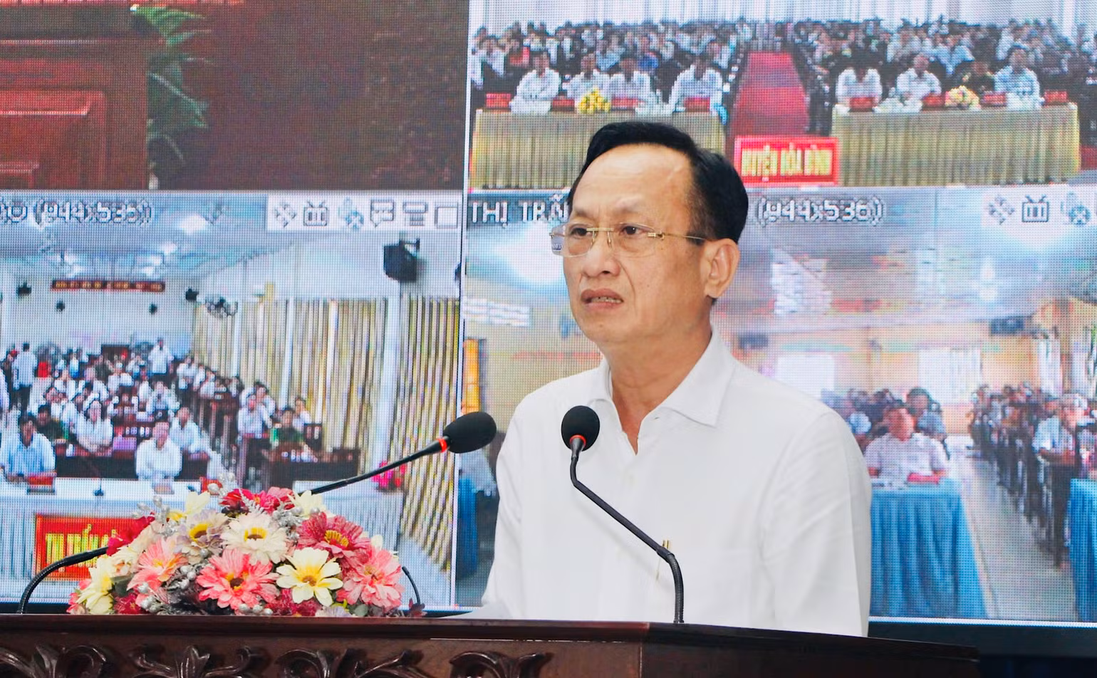 Phó Bí thư Tỉnh ủy, Chủ tịch Ủy ban nhân dân tỉnh Bạc Liêu Phạm Văn Thiều phát biểu tại Hội nghị.
