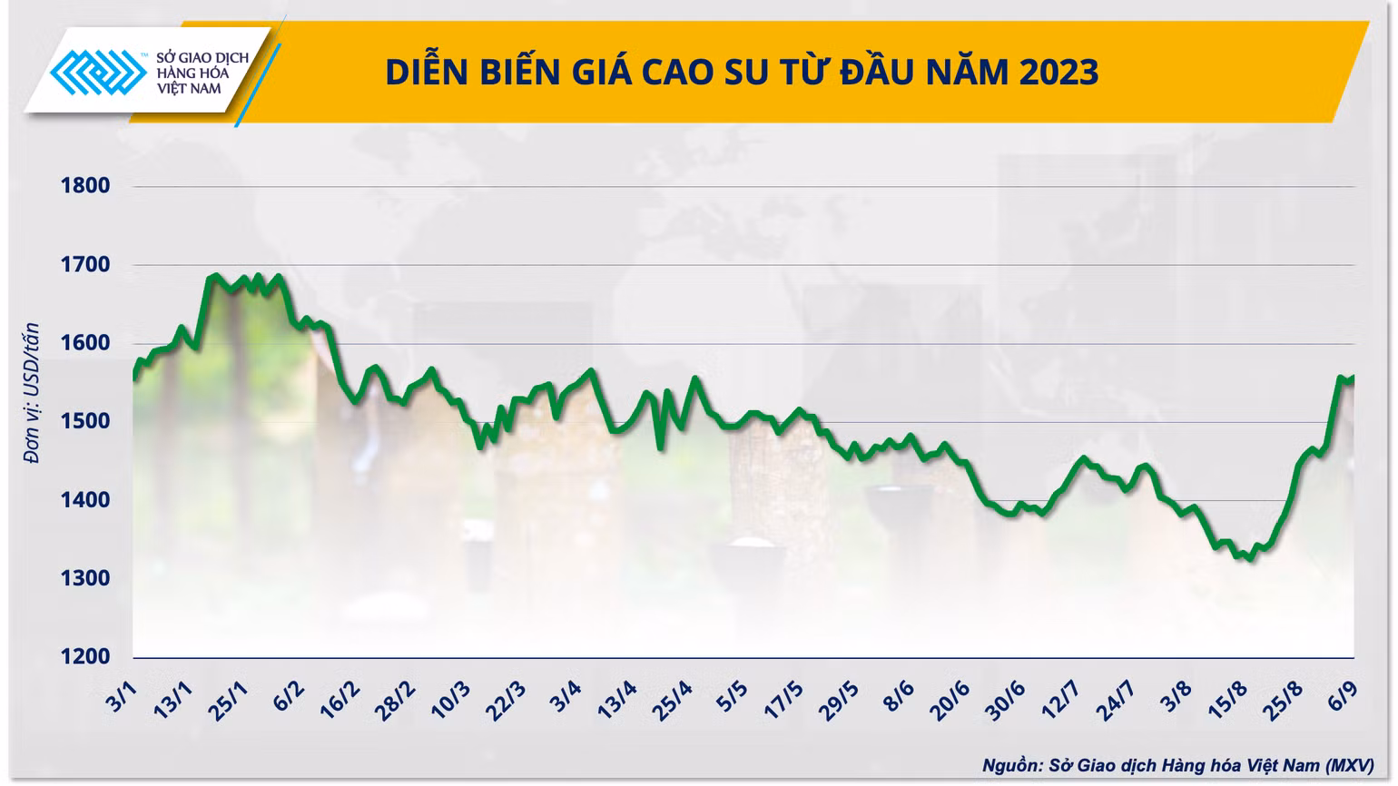 Diễn biến giá cao-su từ đầu năm đến nay Diễn biến giá cao-su từ đầu năm đến nay