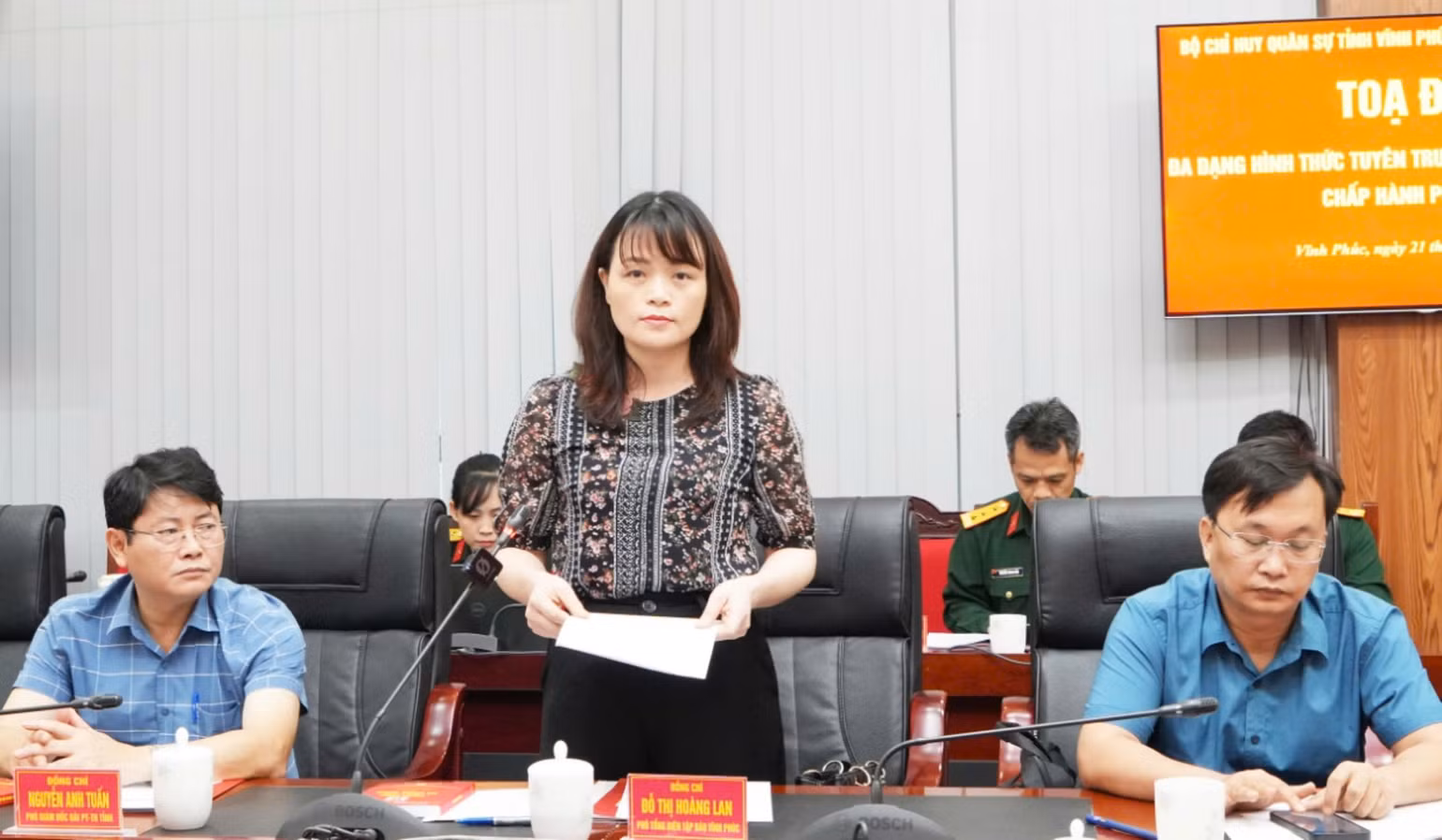 Đại diện lãnh đạo Báo Vĩnh Phúc phát biểu ý kiến.