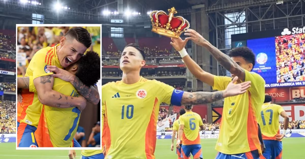 Diaz ăn mừng cùng James Rodriguez. (Ảnh: ESPN)