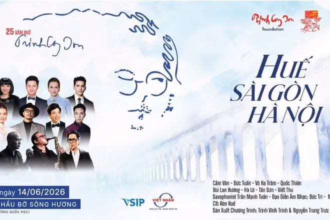 Chương trình sẽ diễn ra lúc 19 giờ ngày 14/6 tại sân khấu bờ sông Hương.