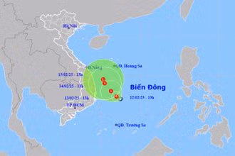 Vị trí và hướng di chuyển của áp thấp nhiệt đới. (Nguồn: nchmf.gov.vn)
