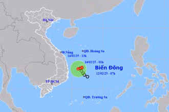 Vị trí và hướng di chuyển của áp thấp nhiệt đới. (Nguồn: nchmf.gov.vn)