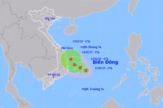 Vị trí và hướng di chuyển của áp thấp nhiệt đới. (Nguồn: nchmf.gov.vn)