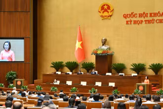 Quốc hội nghe Tờ trình về việc rút ngắn nhiệm kỳ Quốc hội khoá XV và Hội đồng nhân dân các cấp nhiệm kỳ 2021-2026; Tờ trình về ngày bầu cử toàn quốc đối với bầu cử đại biểu Quốc hội khoá XVI và đại biểu Hội đồng nhân dân các cấp nhiệm kỳ 2026-2031. (Ảnh: THUỶ NGUYÊN)