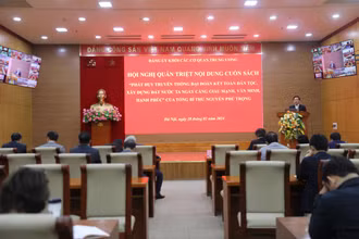 Hội nghị quán triệt nội dung các cuốn sách của Tổng Bí thư Nguyễn Phú Trọng, tại điểm cầu Đảng ủy Khối các cơ quan Trung ương.